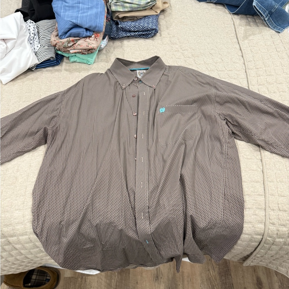 Cinch Men's Black and White Patterned Shirt